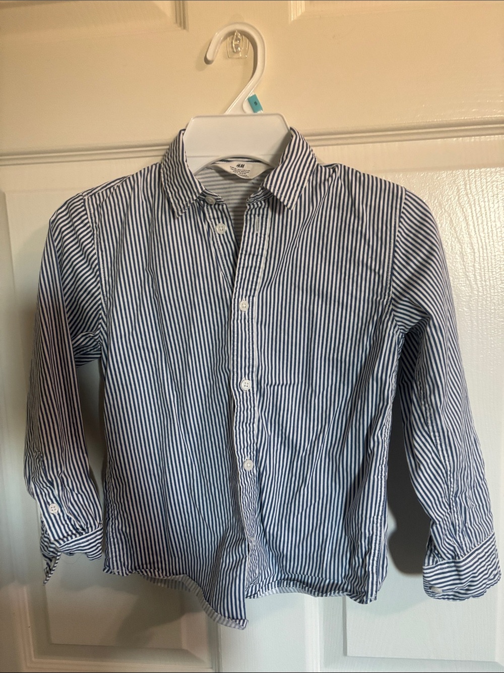H&M Navy and White Striped Button-Down Shirt - Kids
